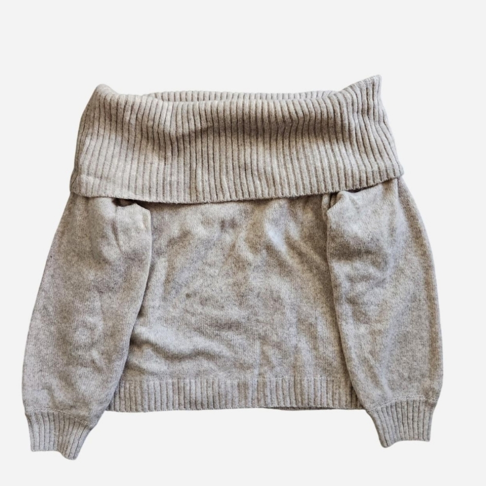 NWT Abercrombie & Fitch Tan Brown Off the Shoulder Knit Sweater Size XL